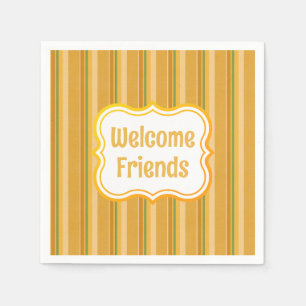 Welcome Friends Yellow Orange Green Paper Napkins