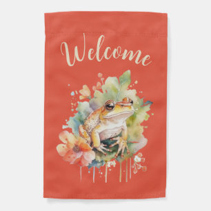 Welcome Frog Garden Flag (Customizable Double Side