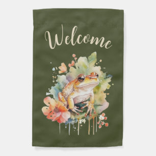 Welcome Frog Garden Flag (Customizable Double Side