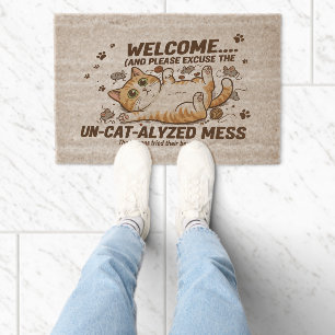 Welcome Funny Cat Doormat Fiber Doormat