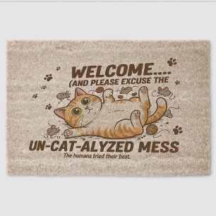 Welcome Funny Cat Doormat  Fiber Doormat
