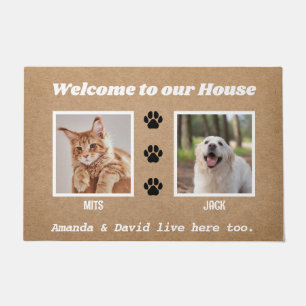 Welcome Funny Dogs House Custom 2 Pet Photo Doormat