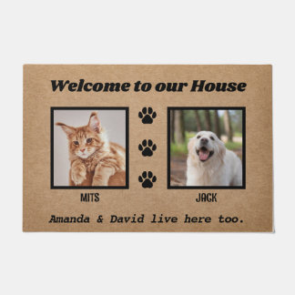 Welcome Funny Dogs House Custom 2 Pet Photo Doormat