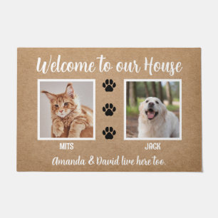 Welcome Funny Dogs House Custom 2 Pet Photo Doormat
