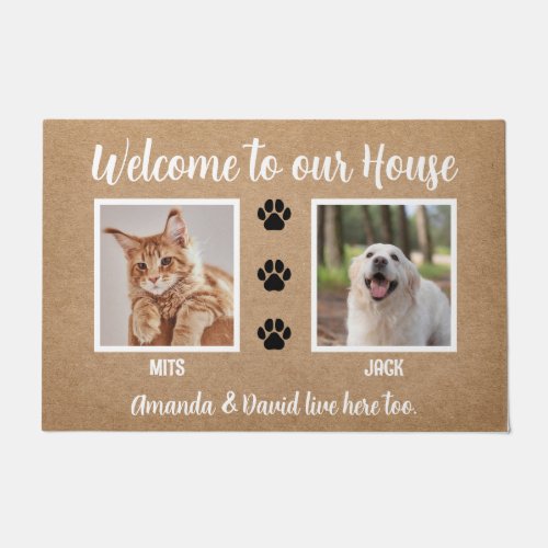 Welcome Funny Dogs House Custom 2 Pet Photo Doormat
