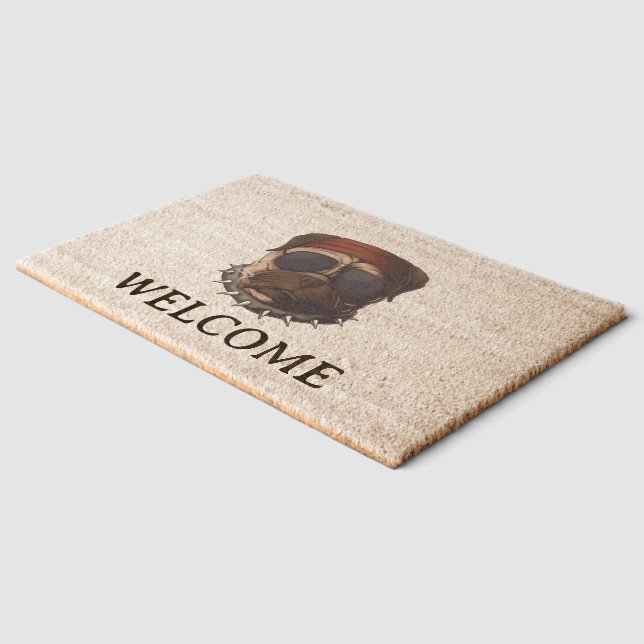 Welcome  funny face dog fiber doormat (Corner)
