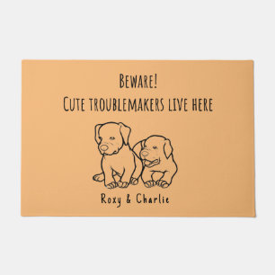 Welcome Funny Pet Doormat Custom 2 Dog names