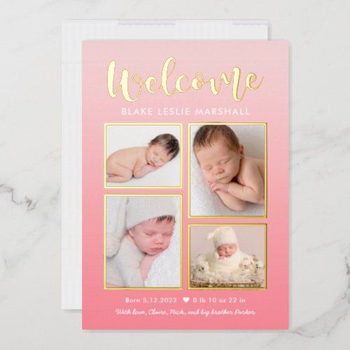 Welcome Gallery Foil Baby Birth Announcement