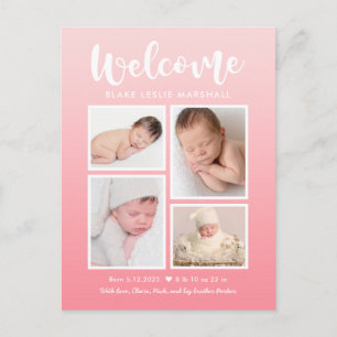 Welcome Gallery Modern Birth Announcement Postcard