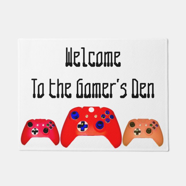 Welcome Gamers Orange Door Mat (Front)