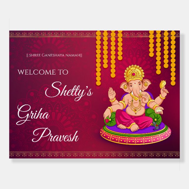 Welcome Ganesh Puja signs & Gruhapravesam sign (Front)