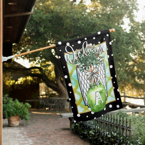 Welcome Garden Topiary Cottage House Flag