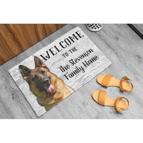 Welcome German Shepherd Dog Pet Family Doormat