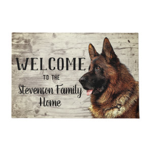 Welcome German Shepherd Family Name Home Dog Doormat