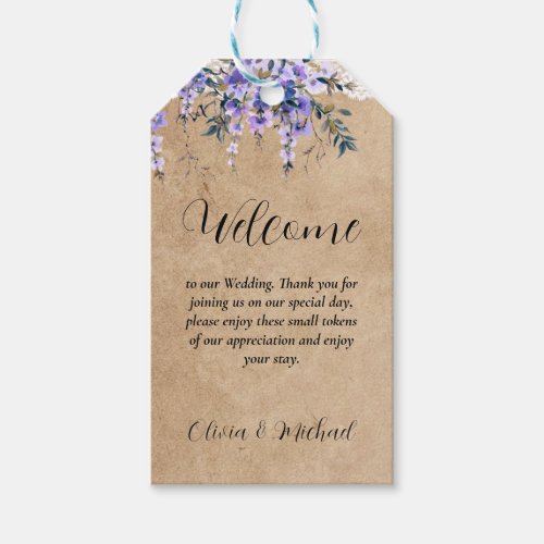 Welcome Gift Thank You Wisteria Lace Wedding Gift Tags