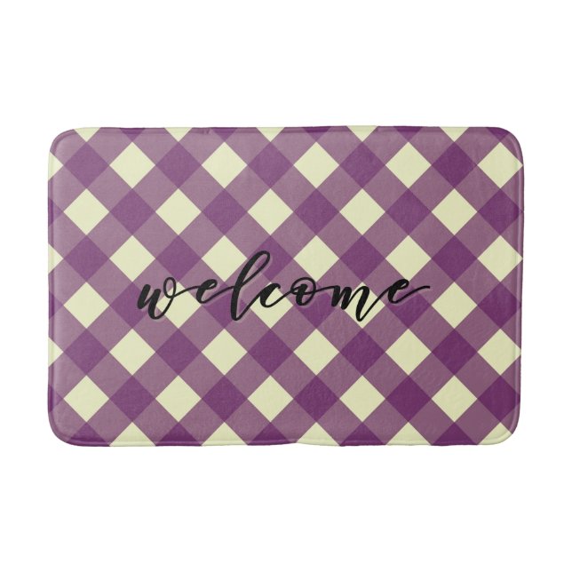 WELCOME GINGHAM BATH MAT (Front)