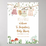 Welcome Girl Baby Clothes Clothesline Shower Poster at Zazzle