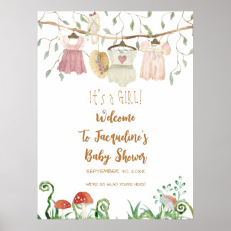 WELCOME Girl Baby Clothes Clothesline Shower Poster