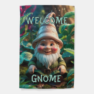 Welcome Gnome  Garden Flag