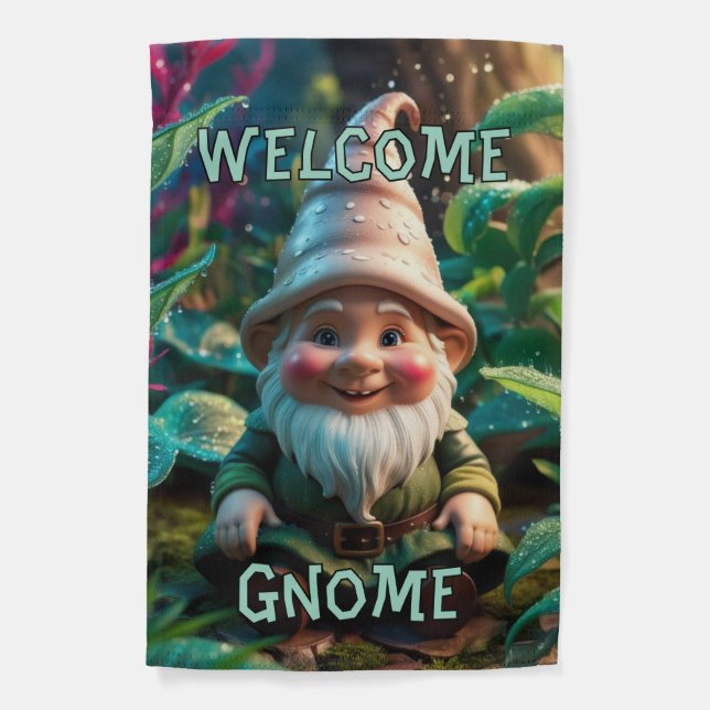 Welcome Gnome  Garden Flag (Front)