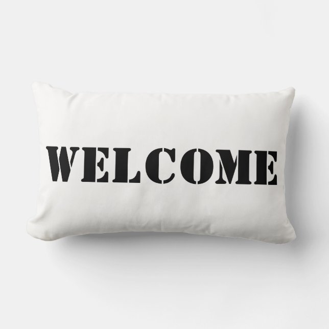 Welcome / Go Away Lumbar Throw Pillow (Front)