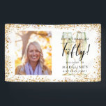 Welcome Gold 50th Birthday Photo Banner<br><div class="desc">This is an elegant 50th Birthday Party banner featuring a photo, a golden glitter border, a pair of watercolor champagne glasses and a modern script font. This would be perfect for anyone looking to celebrate their special milestone birthday in style. Easily update the details using the template provided. Please contact...</div>