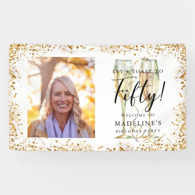 Welcome Gold 50th Birthday Photo Banner (Horizontal)
