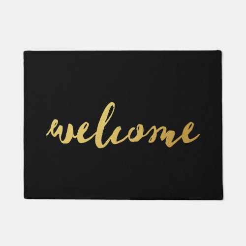 Welcome Gold  Black Doormat