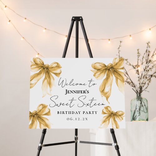 Welcome Gold Bow Coquette Script Sweet 16 