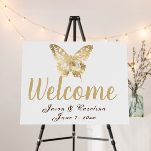 Welcome Gold Butterfly Wedding Customizable Foam Board