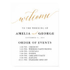 Welcome gold faux order of events wedding sign