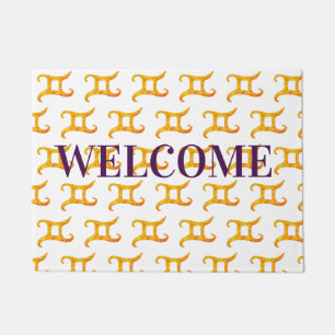 Welcome Gold Gemini Astrology Sign Doormat