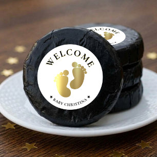 Welcome Golden Footprint Baby Shower Dipped Oreo Cookie Favors