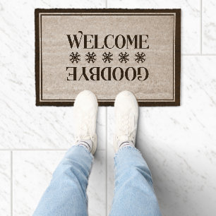 Welcome Goodby Christmas Theme Fiber Doormat