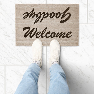 WELCOME GOODBYE text coco coir fiber doormat
