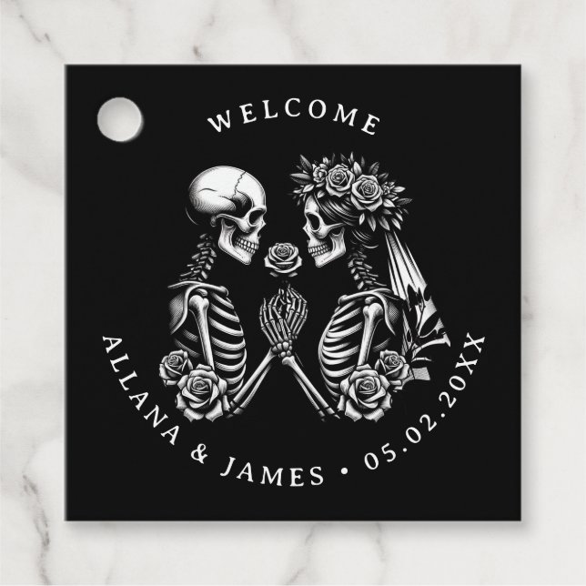 Welcome Gothic Wedding Favor Tags (Front)