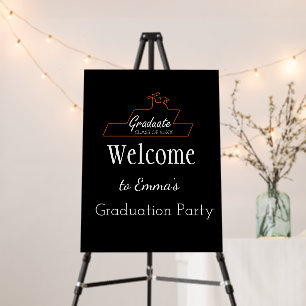 Welcome Graduation Script Black Scroll Custom Foam Board