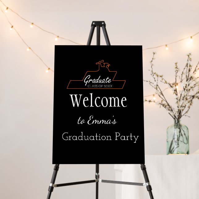 Welcome Graduation Script Black Scroll Custom  Foam Board (In Situ (Stand))