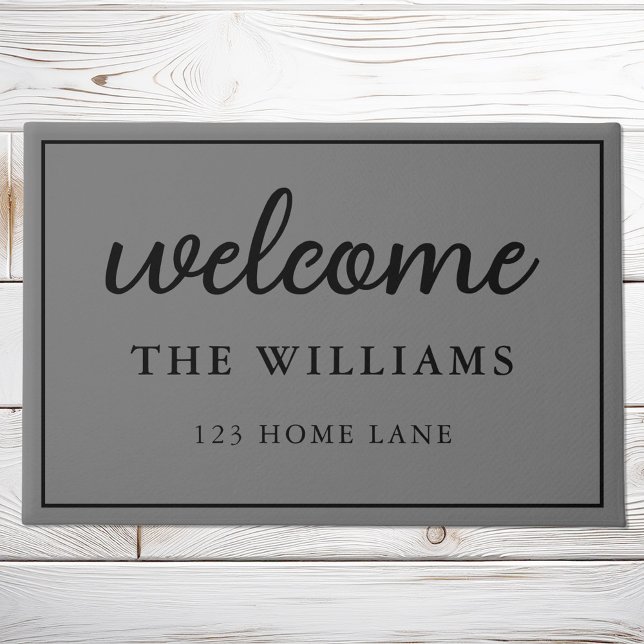 Welcome Gray Family Name Personalized Doormat (Creator Uploaded)