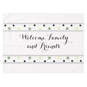 Welcome Green Black Polka Dots Tablecloth