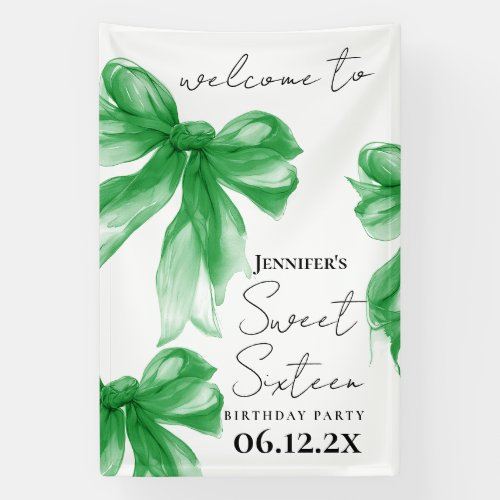Welcome Green Bow Coquette Script Sweet 16 