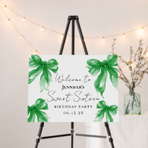 Welcome Green Bow Coquette Script Sweet 16 Foam Board