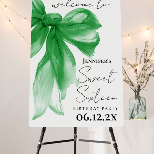 Welcome Green Bow Coquette Script Sweet 16 