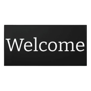 Welcome Greeting Black Door Sign