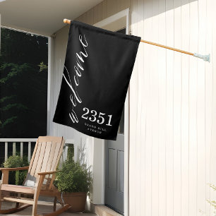 Welcome Greeting   Modern Calligraphy Home Address House Flag