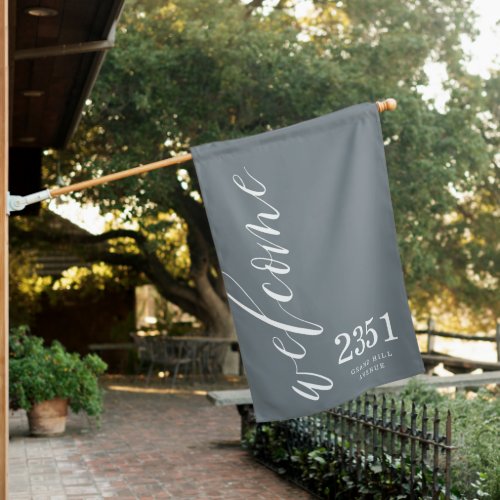 Welcome Greeting  Modern Calligraphy Home Address House Flag