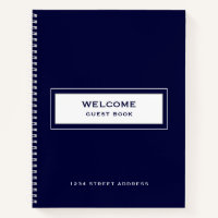 Welcome Guest Book Navy