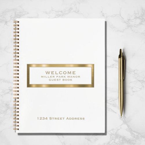 Welcome Guest Book White Gold