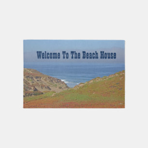 Welcome Guest Coastal Landscape Photo Beach House Outdoor Rug