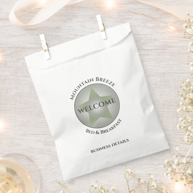 Welcome Guest Custom Business Bed and Breakfast Favor Bag (Clipped)